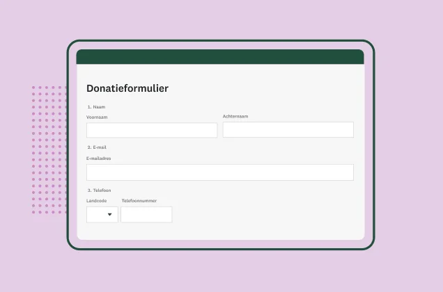 Screenshot van een SurveyMonkey-sjabloon voor een donatieformulier