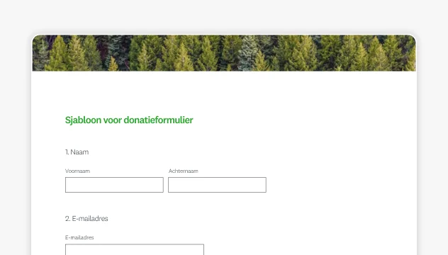 Screenshot van een SurveyMonkey-sjabloon voor een donatieformulier