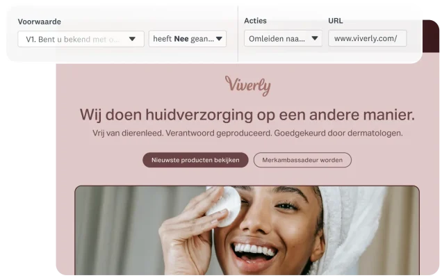 Screenshot van een voorwaarde waarbij een dynamische omleiding wordt ingeschakeld wanneer een enquêtevraag met Nee wordt beantwoord