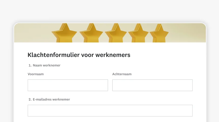 Screenshot van een SurveyMonkey-sjabloon voor een klachtenformulier voor medewerkers