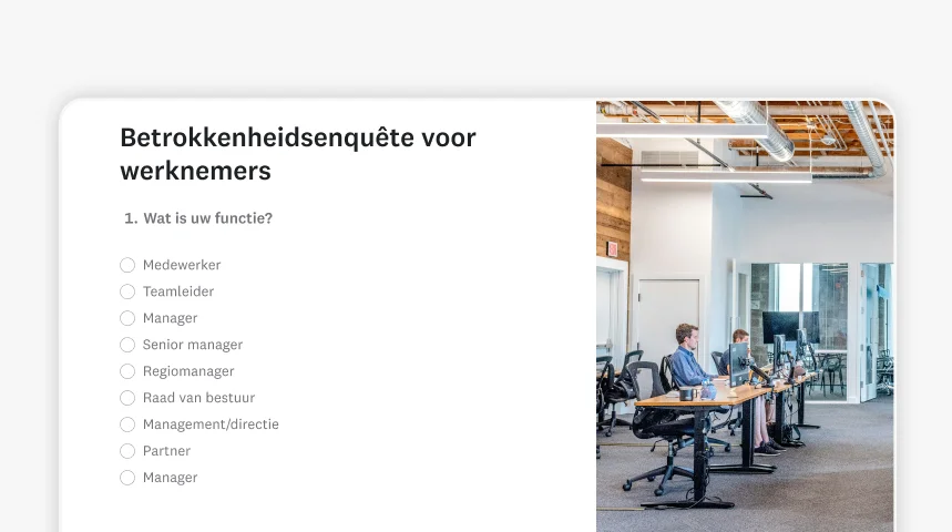 Screenshot van een SurveyMonkey-enquêtesjabloon over de werknemersbetrokkenheid