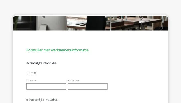 Screenshot van een SurveyMonkey-sjabloon voor een personeelsformulier