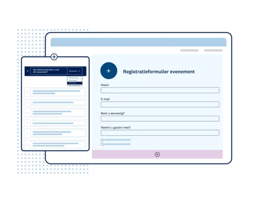 Interface voor het maken van een registratieformulier voor evenementen in SurveyMonkey