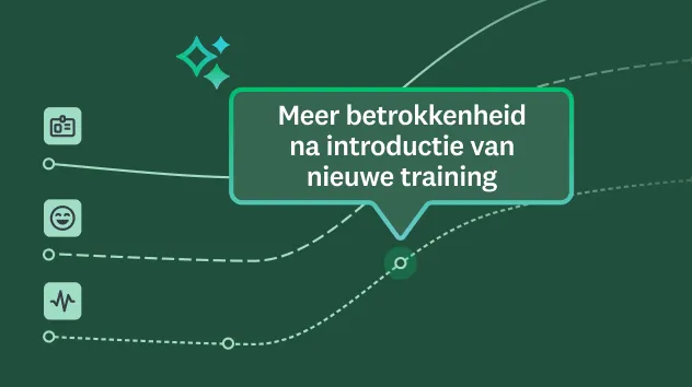 Lijngrafieken met een gegevenspunt voor een betrokkenheidsboost na uitrol van de nieuwe training