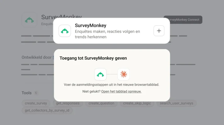 Stappen voor het downloaden van de connector voor SurveyMonkey en Claude