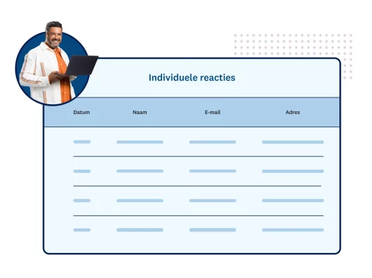 Tabelweergave met individuele reacties in SurveyMonkey