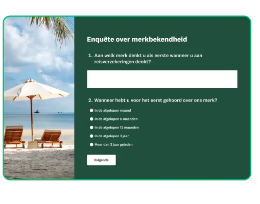 Screenshot van een enquête over de merkbekendheid
