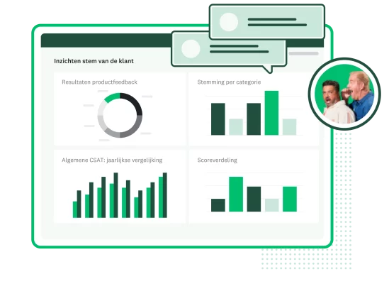 Screenshot van een SurveyMonkey-analyse met allerlei grafieken en diagrammen