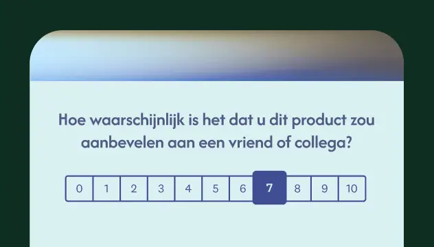 Aanbevelingsvraag met beoordelingsschaal voor Net Promoter Score®