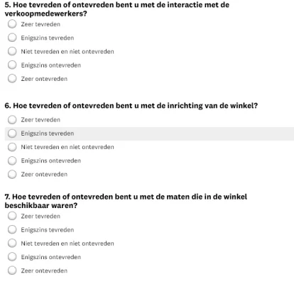 Matrixenquête met individuele vragen