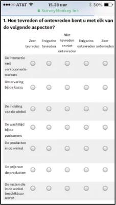 Matrixvraag op mobiel apparaat