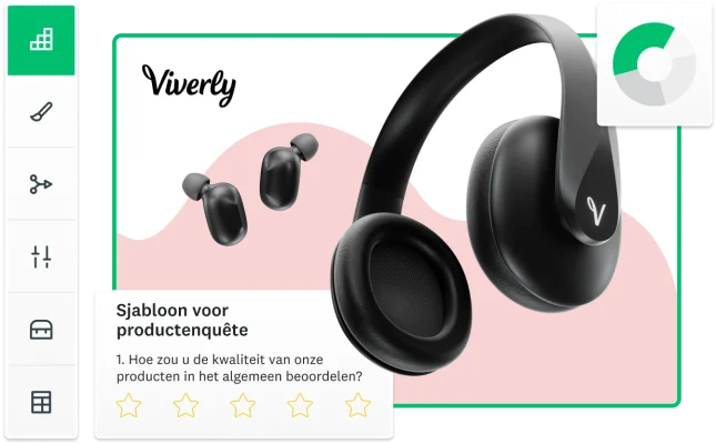 Screenshot van een enquêtevraag met een hoofdtelefoon, oordopjes en een voortgangsindicator