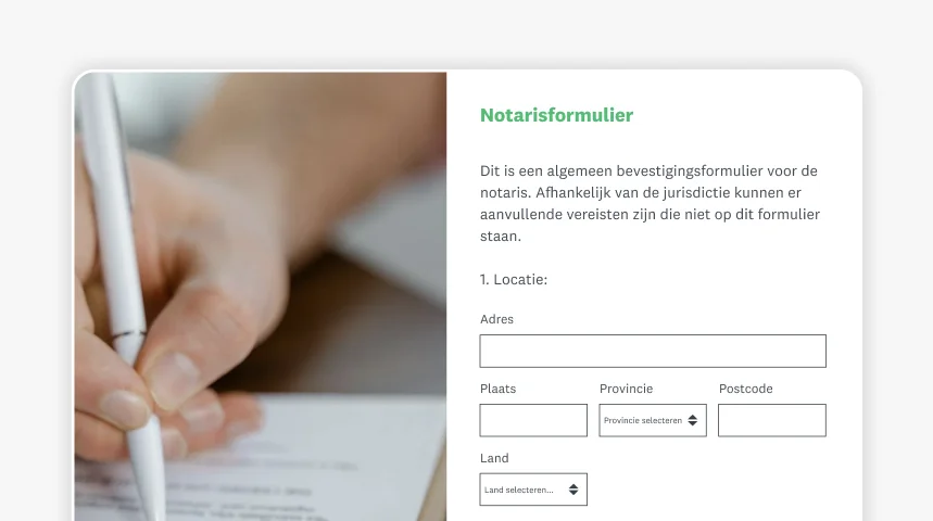 Screenshot van een notarisformulier van SurveyMonkey