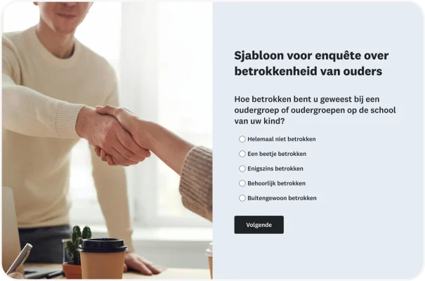 Betrokkenheidsenquête voor ouders met de vraag: 'Hoe betrokken bent u geweest bij een oudergroep(en) op de school van uw kind?'