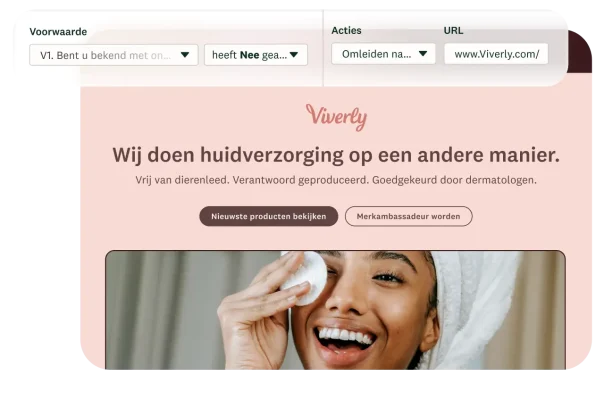 Screenshot van een voorwaarde waarbij een dynamische omleiding wordt ingeschakeld wanneer een enquêtevraag met Nee wordt beantwoord