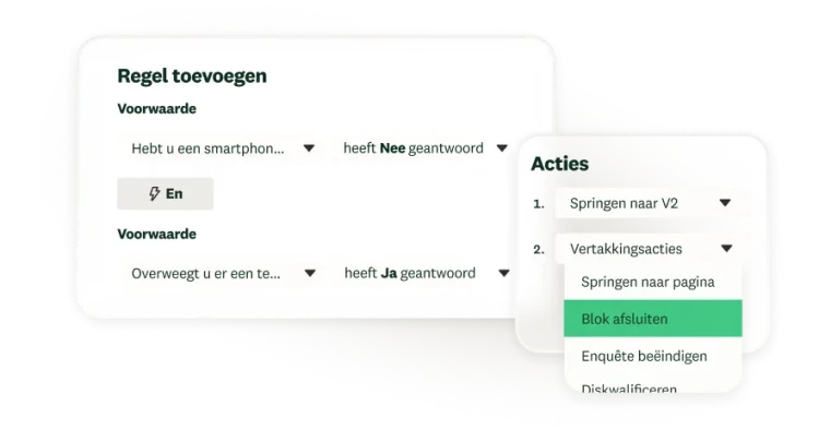 Screenshot van de functie Regel toevoegen in SurveyMonkey