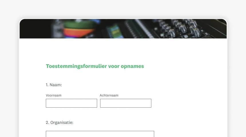 Screenshot van een toestemmingsformulier van SurveyMonkey voor opnames