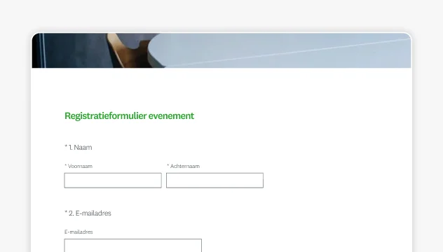 Screenshot van een SurveyMonkey-sjabloon voor registratie voor een evenement