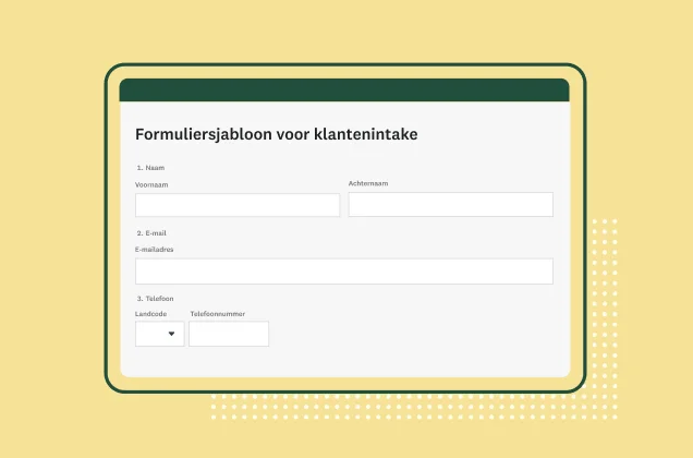 Screenshot van SurveyMonkey-formulier voor intakeformulier van klanten
