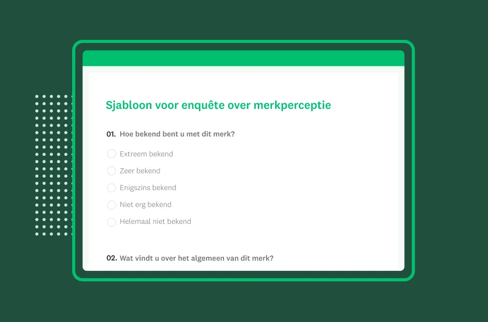 Screenshot van SurveyMonkey-enquêtesjabloon voor merkperceptie