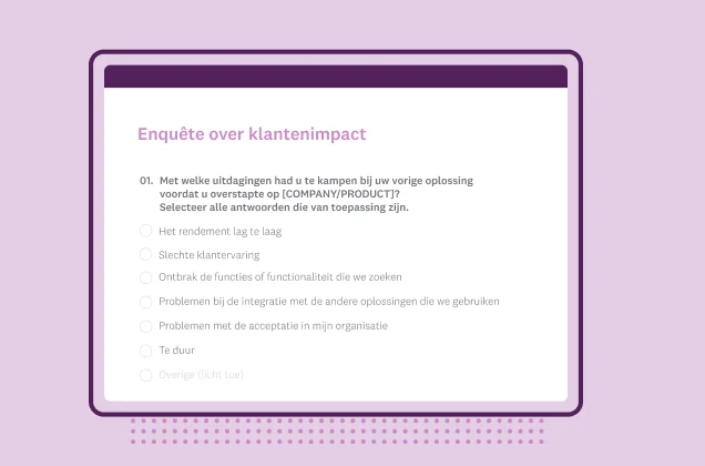 Screenshot van SurveyMonkey-enquêtesjabloon voor klantenimpact