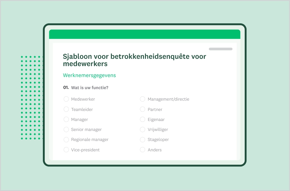 Screenshot van een SurveyMonkey-enquêtesjabloon over de werknemersbetrokkenheid