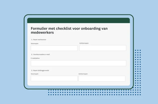 Screenshot van een sjabloon voor een SurveyMonkey-formulier met een checklist voor de onboarding