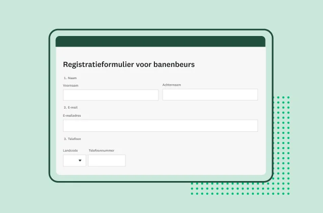Screenshot van een SurveyMonkey-sjabloon voor een registratieformulier voor een carrièrebeurs