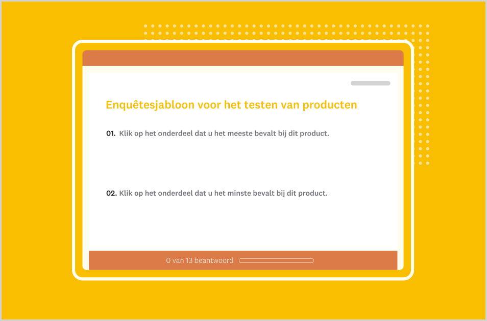Screenshot van een SurveyMonkey-enquêtesjabloon voor het testen van een product