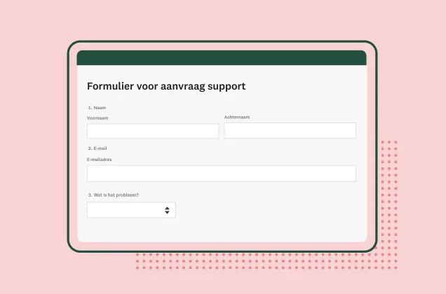 Screenshot van SurveyMonkey-formulier voor supportverzoek
