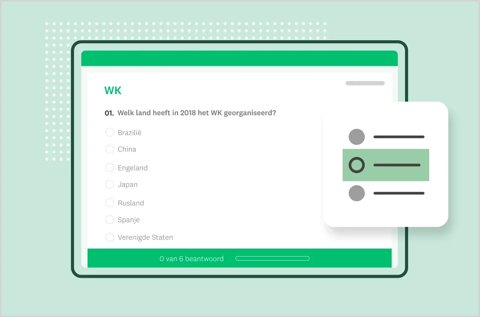 Screenshot van een SurveyMonkey-quizsjabloon over het WK