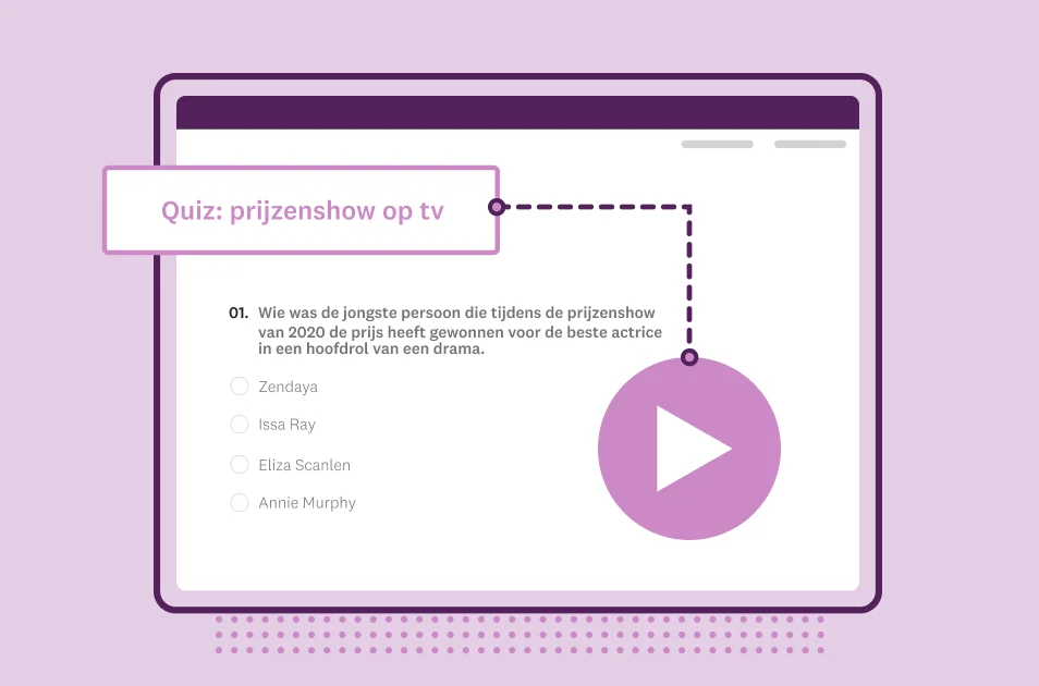 Screenshot van een SurveyMonkey-quizsjabloon voor een prijzenshow op tv