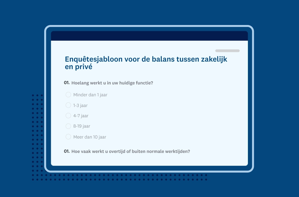 Screenshot van een SurveyMonkey-enquêtesjabloon over de balans tussen zakelijk en privé