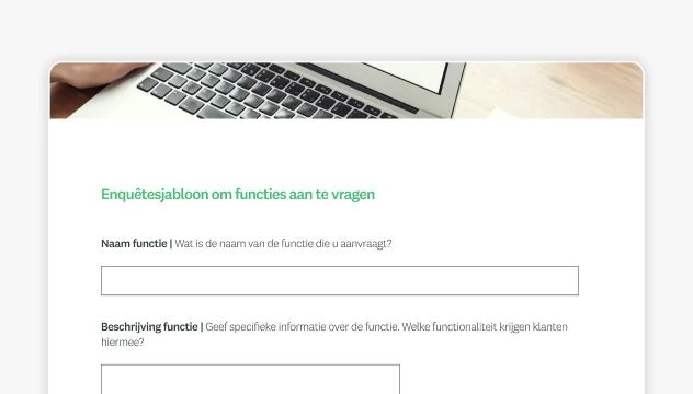 Screenshot van een SurveyMonkey-sjabloon voor een aanvraagformulier