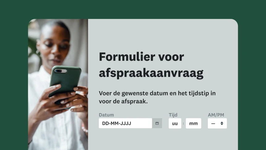 Screenshot van een sjabloon voor formulier inplannen afspraak