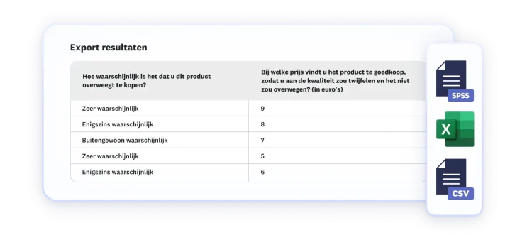 Resultaten exporteren als CSV-, Excel- en SPSS-bestand
