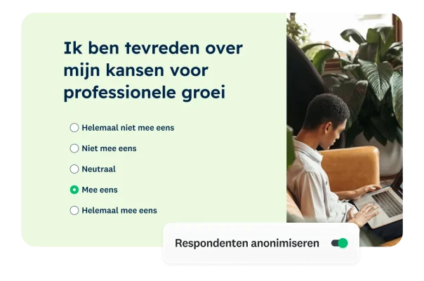 Enquêtevraag over of u tevreden bent met uw mogelijkheden voor professionele groei