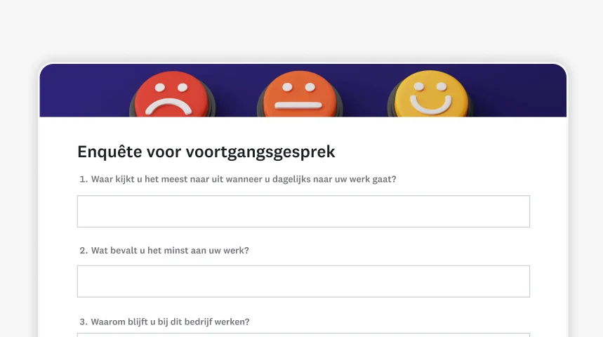 Een screenshot van de SurveyMonkey-enquêtesjabloon voor voortgangsgesprekken