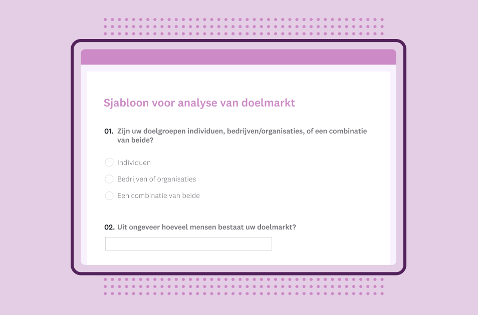 Screenshot van SurveyMonkey-enquêtesjabloon voor analyse van de doelmarkt