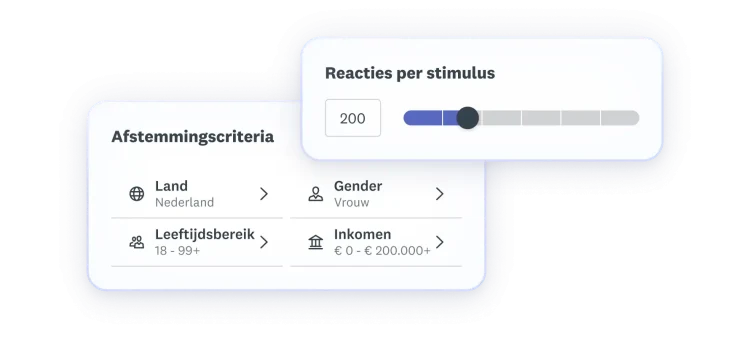 Selectie van targetingcriteria waarbij het land Nederland is, de leeftijd 18-99 jaar, het gender vrouwelijk, en het inkomen 0 tot 200.000 bedraagt