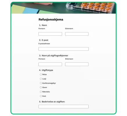 eksempel på refusjonsskjema