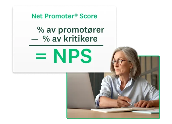 Beregning av Net Promoter-poengsum. Prosentandelen av promotører minus prosentandelen av kritikere er lik NPS.