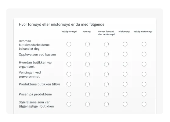 Produktskjermbilde av matrisespørsmål.