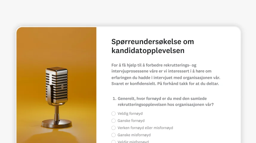 Skjermbilde av SurveyMonkeys undersøkelsesmal for kandidatopplevelse