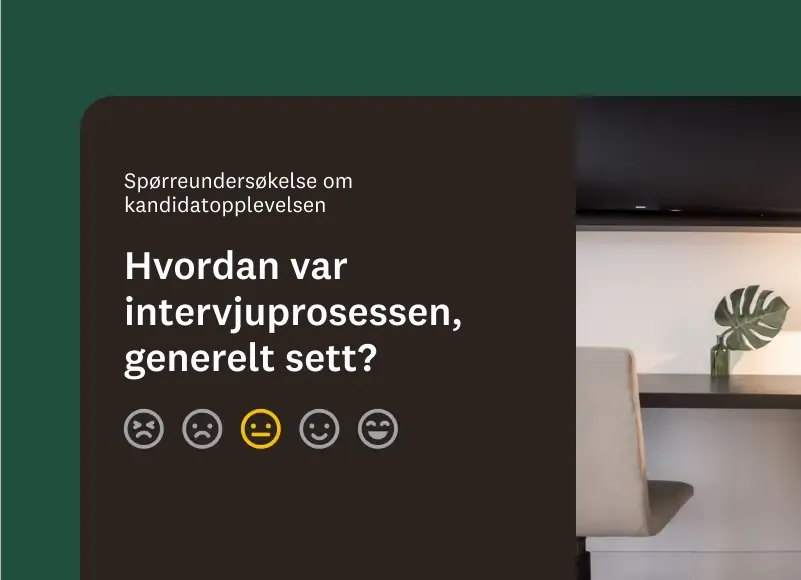 Skjermbilde av undersøkelsesspørsmål som spør hvordan intervjuprosessen var