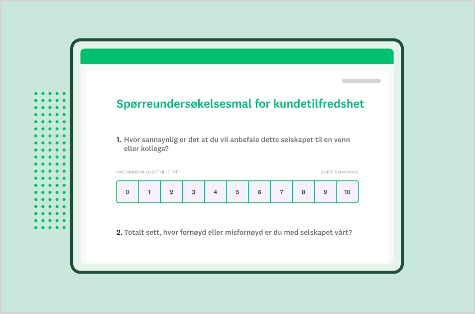 Skjermbilde av mal for SurveyMonkey-spørreundersøkelse om kundetilfredshet