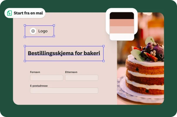 Bestillingsskjema for bakeri laget med SurveyMonkey