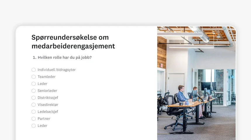 Skjermbilde av SurveyMonkeys spørreundersøkelsesmal for medarbeiderengasjement
