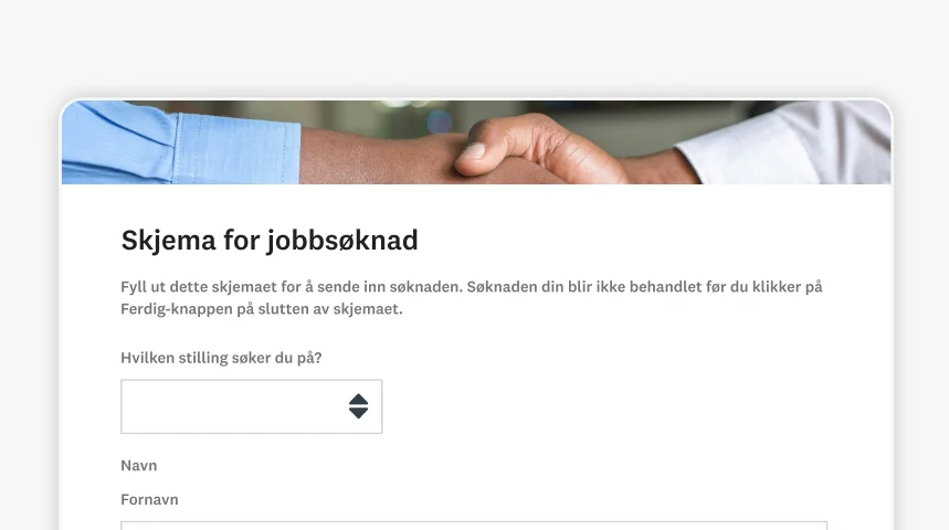 Skjermbilde av SurveyMonkeys skjemamal for jobbsøknad