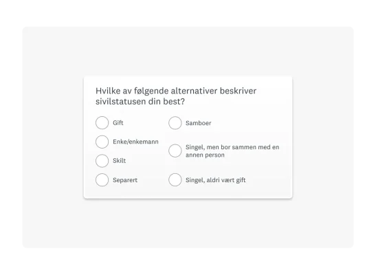 Eksempel på demografisk undersøkelsesspørsmål